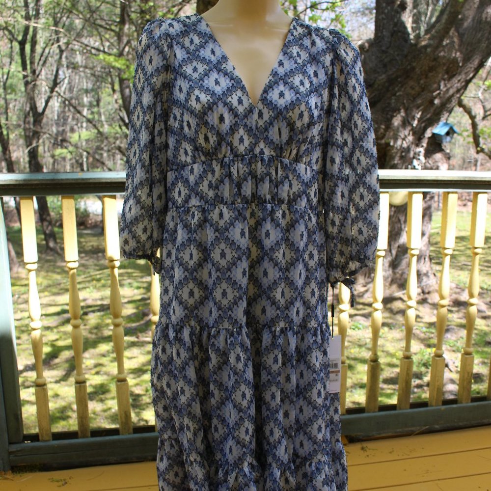 NWT Calvin Klein Ruffled Dress Boho Size 12 MSRP $149 Pretty